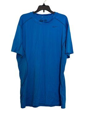 Nike Pro Combat Dri-Fit Mens Fitted T-Shirt Size L Blue Polyester Spandex Made I